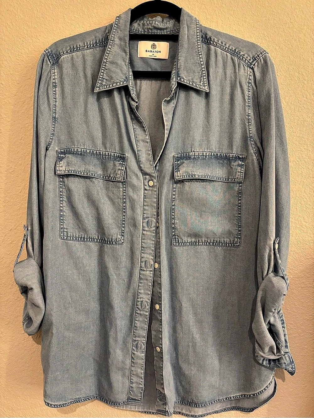 Aritzia Babaton Denim Button Down Shirt in Blue Like New